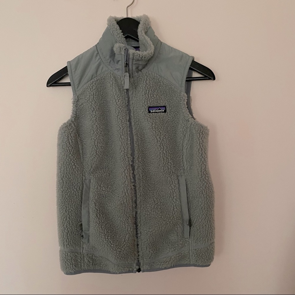 Patagonia Gray Fleece Vest with High Collar